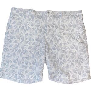PGA Tour Light Blue Leaf-Print Flat Front Shorts Mens Sz 40